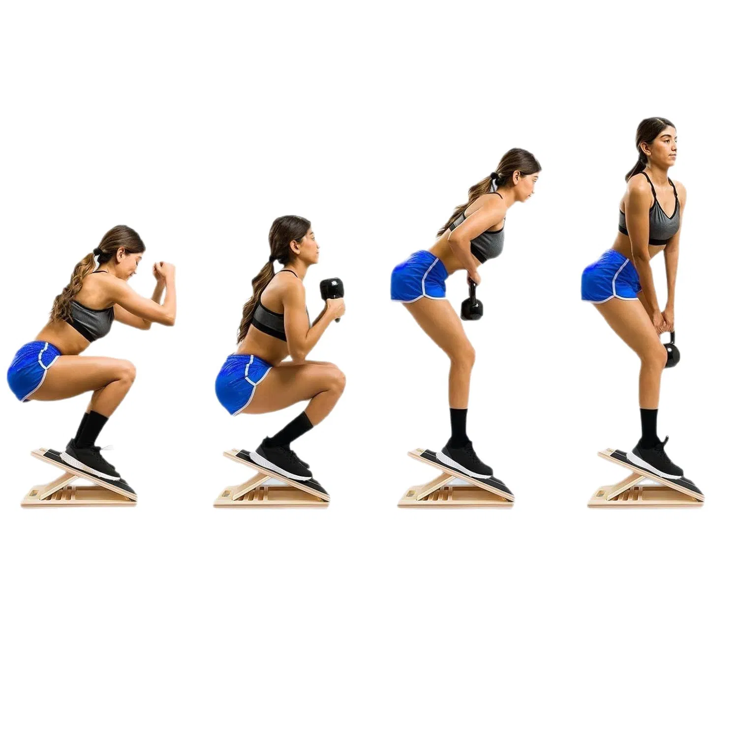 Squats, presses and deadlifts performed on the Mirvoso incline board